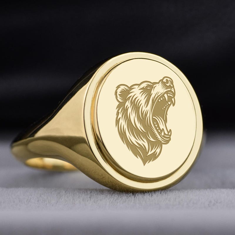 Bear Signet Ring - Etsy