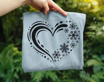 Snowflake Heart Svg Png, Winter Love Svg, Snowflake Svg, New Year Holiday Svg, New Year Squad Svg, Heart Svg, Winter Svg Shirt Design