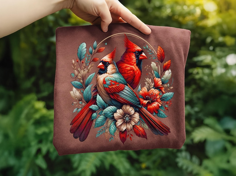 Cardinal Bird Png Sublimation Designs Wild Life Bird Shirt Design Cardinal Bird Animal Prints Pictures Memorial Cardinal Birds with Flowers image 20