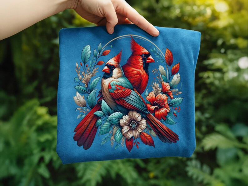 Cardinal Bird Png Sublimation Designs Wild Life Bird Shirt Design Cardinal Bird Animal Prints Pictures Memorial Cardinal Birds with Flowers image 19