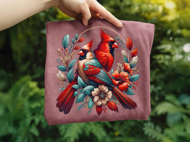 Cardinal Bird Png Sublimation Designs Wild Life Bird Shirt Design Cardinal Bird Animal Prints Pictures Memorial Cardinal Birds with Flowers image 14