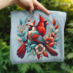 Cardinal Bird Png Sublimation Designs Wild Life Bird Shirt Design Cardinal Bird Animal Prints Pictures Memorial Cardinal Birds with Flowers image 15