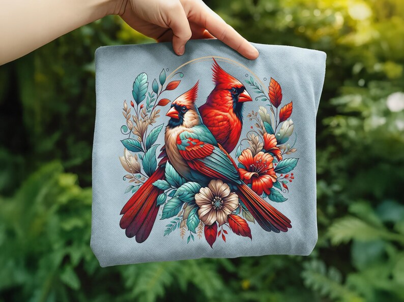 Cardinal Bird Png Sublimation Designs Wild Life Bird Shirt Design Cardinal Bird Animal Prints Pictures Memorial Cardinal Birds with Flowers image 15
