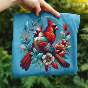 Cardinal Bird Png Sublimation Designs Wild Life Bird Shirt Design Cardinal Bird Animal Prints Pictures Memorial Cardinal Birds with Flowers image 11