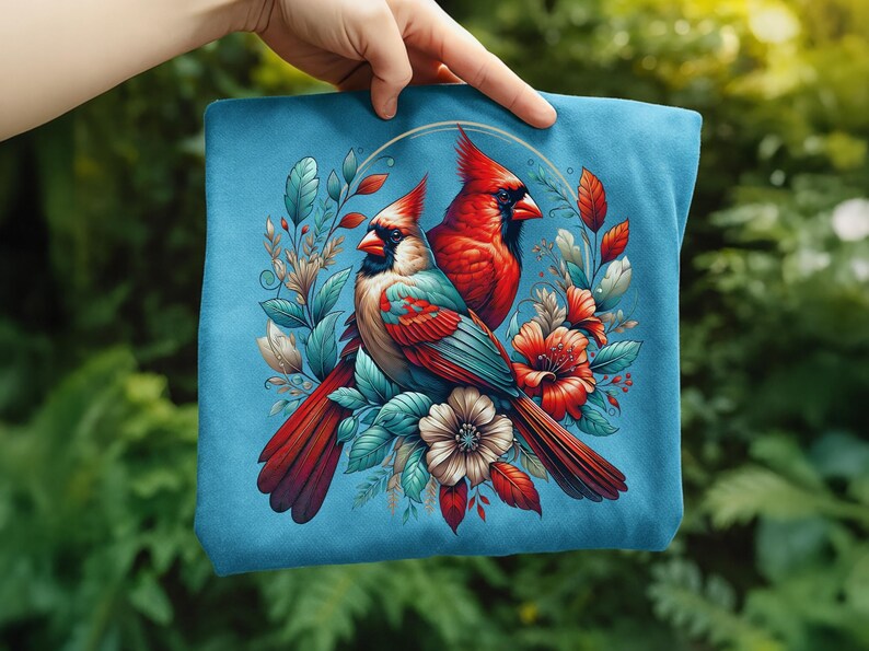 Cardinal Bird Png Sublimation Designs Wild Life Bird Shirt Design Cardinal Bird Animal Prints Pictures Memorial Cardinal Birds with Flowers image 11