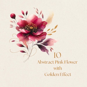 Abstract Flowers Clipart Bundle Png Pink Gold Floral Watercolor Print Downloads Scrapbook Clipart Printable Wedding Card Flower Png Designs