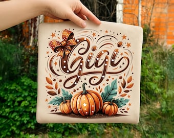 Fall Gigi Png Uv Dtf Transfers Retro Gigi Pumpkin Png Fall Bow Clipart Autumn Sublimation Designs Cozy Season Png Fall Doodle Letters