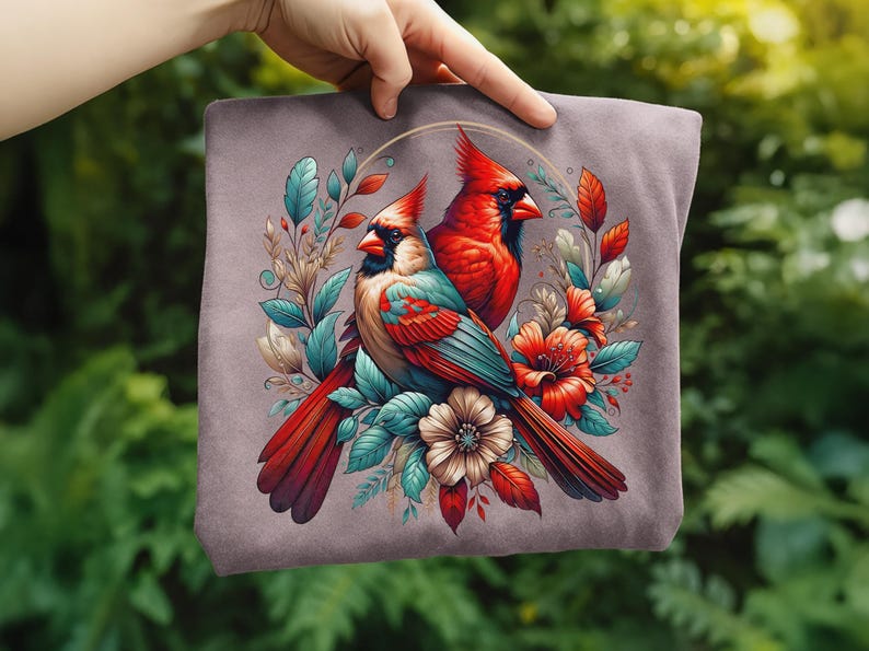 Cardinal Bird Png Sublimation Designs Wild Life Bird Shirt Design Cardinal Bird Animal Prints Pictures Memorial Cardinal Birds with Flowers image 17