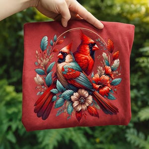 Cardinal Bird Png Sublimation Designs Wild Life Bird Shirt Design Cardinal Bird Animal Prints Pictures Memorial Cardinal Birds with Flowers image 4