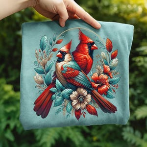 Cardinal Bird Png Sublimation Designs Wild Life Bird Shirt Design Cardinal Bird Animal Prints Pictures Memorial Cardinal Birds with Flowers image 6