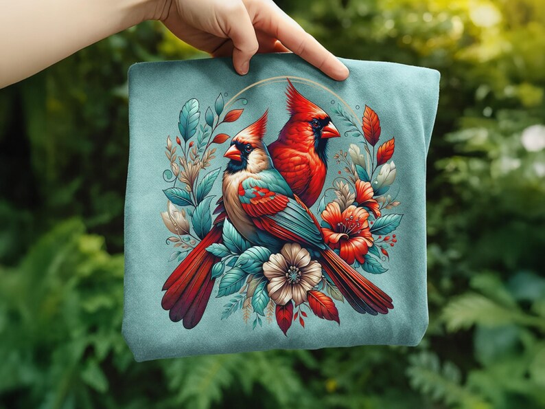 Cardinal Bird Png Sublimation Designs Wild Life Bird Shirt Design Cardinal Bird Animal Prints Pictures Memorial Cardinal Birds with Flowers image 6