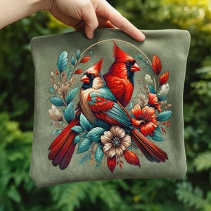 Cardinal Bird Png Sublimation Designs Wild Life Bird Shirt Design Cardinal Bird Animal Prints Pictures Memorial Cardinal Birds with Flowers image 7
