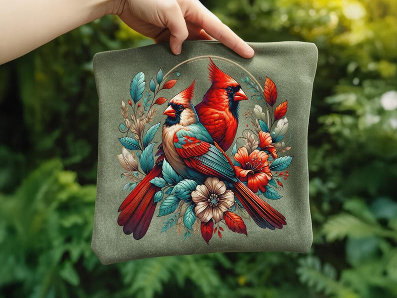 Cardinal Bird Png Sublimation Designs Wild Life Bird Shirt Design Cardinal Bird Animal Prints Pictures Memorial Cardinal Birds with Flowers image 7