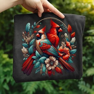 Cardinal Bird Png Sublimation Designs Wild Life Bird Shirt Design Cardinal Bird Animal Prints Pictures Memorial Cardinal Birds with Flowers image 5