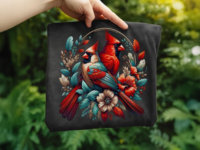 Cardinal Bird Png Sublimation Designs Wild Life Bird Shirt Design Cardinal Bird Animal Prints Pictures Memorial Cardinal Birds with Flowers image 5