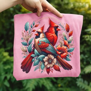Cardinal Bird Png Sublimation Designs Wild Life Bird Shirt Design Cardinal Bird Animal Prints Pictures Memorial Cardinal Birds with Flowers image 8