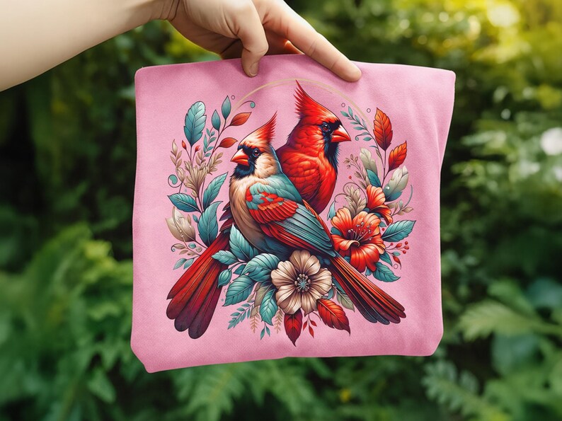 Cardinal Bird Png Sublimation Designs Wild Life Bird Shirt Design Cardinal Bird Animal Prints Pictures Memorial Cardinal Birds with Flowers image 8