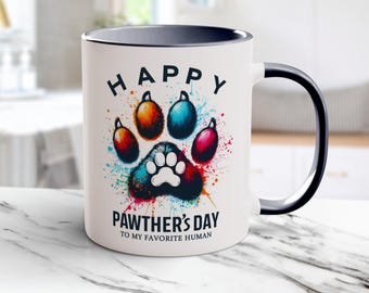 Happy Pawthers Day Mug Wrap Png Fathers Day Dog Dad Mug Sublimation Designs 11oz 15oz Mug Wrap Graphic Images Pet Owner Gift Digital Product