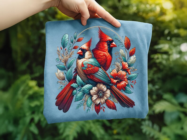 Cardinal Bird Png Sublimation Designs Wild Life Bird Shirt Design Cardinal Bird Animal Prints Pictures Memorial Cardinal Birds with Flowers image 18