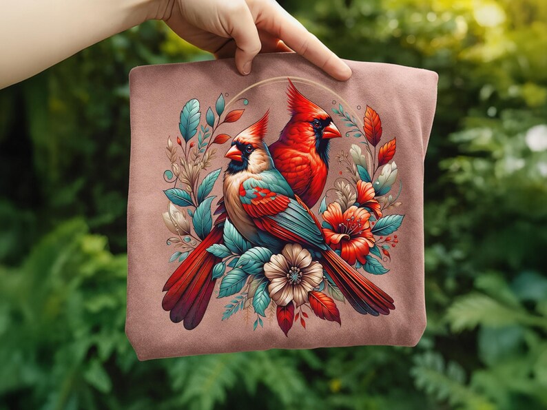 Cardinal Bird Png Sublimation Designs Wild Life Bird Shirt Design Cardinal Bird Animal Prints Pictures Memorial Cardinal Birds with Flowers image 12