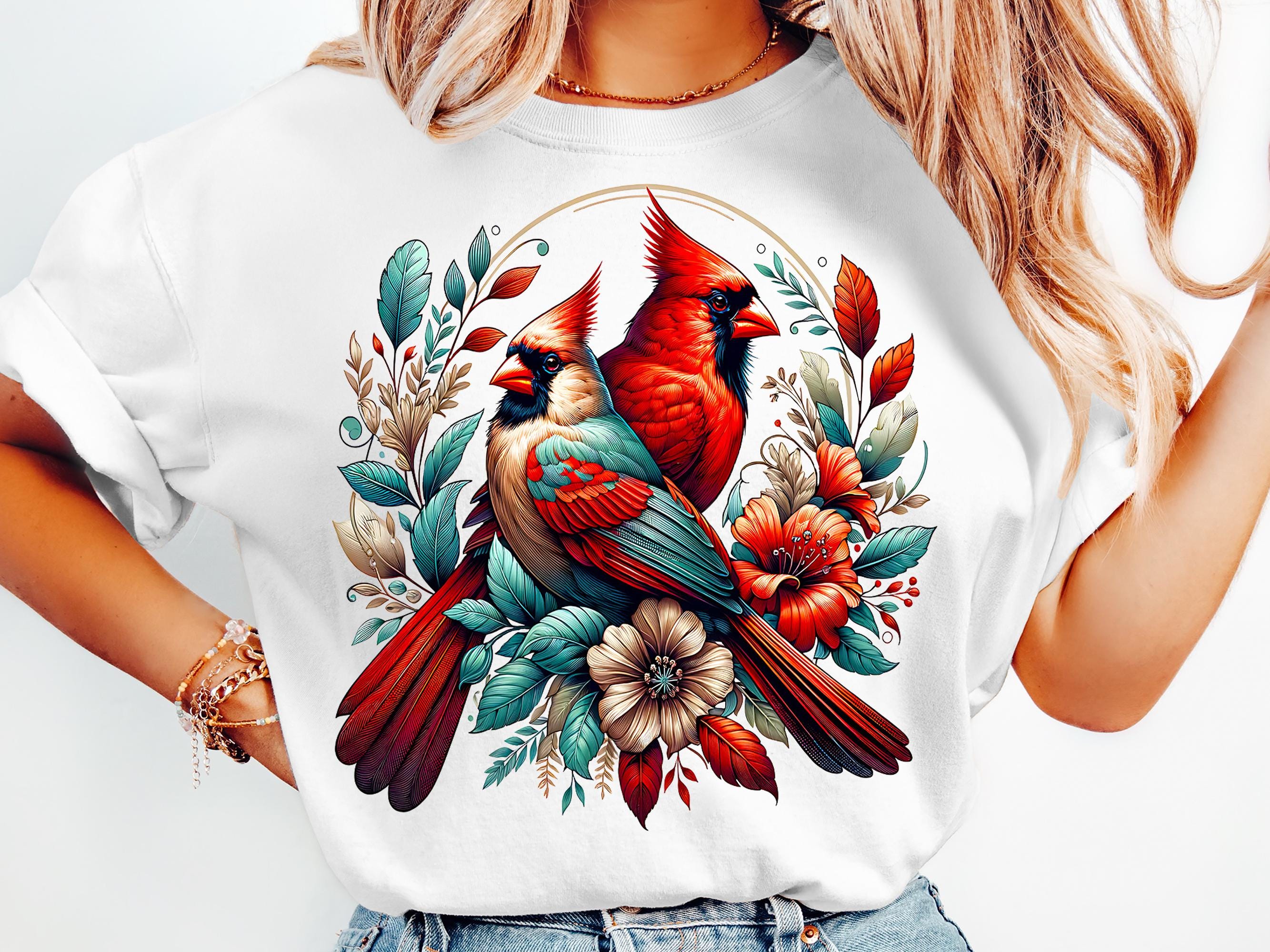 Festive Cardinal Nesting Long Sleeve Top - 3/4 Sleeve Holiday Shirt With Sequins