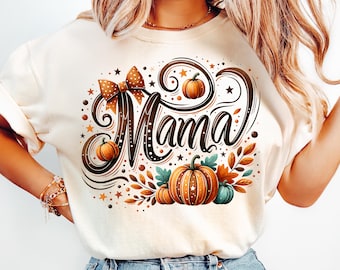 Fall Mama Png Uv Dtf Transfers Retro Mama Pumpkin Png Fall Bow Clipart Autumn Sublimation Designs Cozy Season Png Fall Doodle Letters