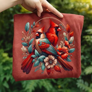 Cardinal Bird Png Sublimation Designs Wild Life Bird Shirt Design Cardinal Bird Animal Prints Pictures Memorial Cardinal Birds with Flowers image 16