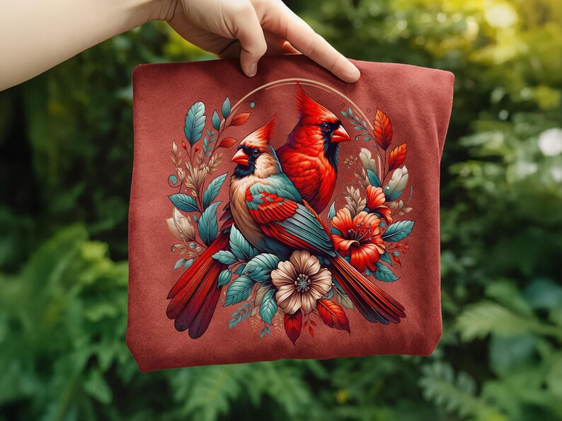 Cardinal Bird Png Sublimation Designs Wild Life Bird Shirt Design Cardinal Bird Animal Prints Pictures Memorial Cardinal Birds with Flowers image 16