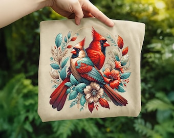 Cardinal Bird Png Sublimation Designs Wild Life Bird Shirt Design Cardinal Bird Animal Prints Pictures Memorial Cardinal Birds with Flowers