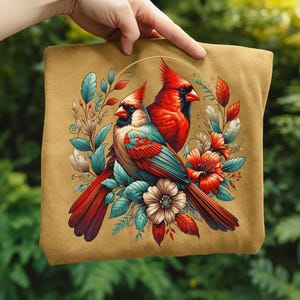 Cardinal Bird Png Sublimation Designs Wild Life Bird Shirt Design Cardinal Bird Animal Prints Pictures Memorial Cardinal Birds with Flowers image 9