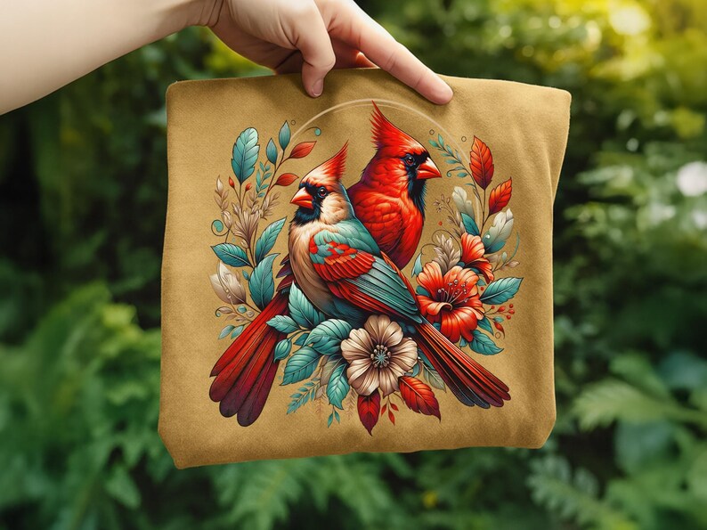 Cardinal Bird Png Sublimation Designs Wild Life Bird Shirt Design Cardinal Bird Animal Prints Pictures Memorial Cardinal Birds with Flowers image 9