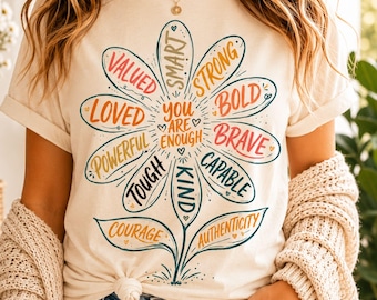 You Are Enough SVG PNG | Positive Affirmation Flower Design | Self Love Quote Sublimation