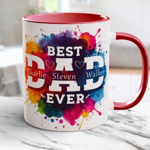 Bester Vater aller Zeiten Becher Png glücklicher Vatertag Becher wickeln Sublimationsdesign Kaffeebecher wickeln für Papa DTF Transfers kundenspezifischer Papa Png mit Namen der Kinder