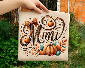 Fall Mimi Png Uv Dtf Transfers Retro Mimi Pumpkin Png Fall Bow Clipart Autumn Sublimation Designs Cozy Season Png Fall Doodle Letters