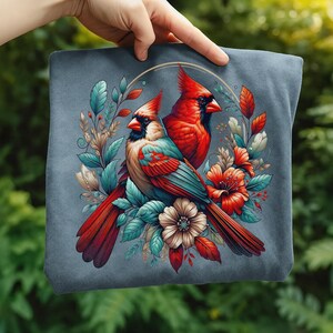 Cardinal Bird Png Sublimation Designs Wild Life Bird Shirt Design Cardinal Bird Animal Prints Pictures Memorial Cardinal Birds with Flowers image 13