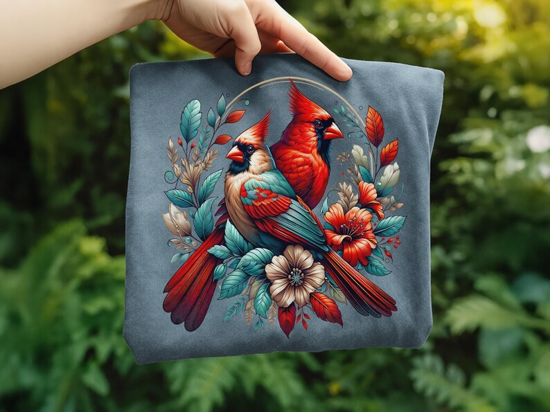 Cardinal Bird Png Sublimation Designs Wild Life Bird Shirt Design Cardinal Bird Animal Prints Pictures Memorial Cardinal Birds with Flowers image 13