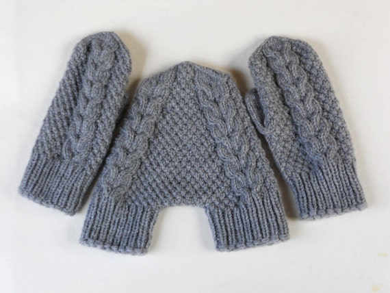 Gray knit lovers gloves, white handknitt hand holding smitten mittens, Valentines gift for couples, parents, wife or husband