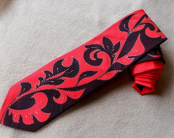 Red black necktie handpainted groomsmens neck tie, original gift for him