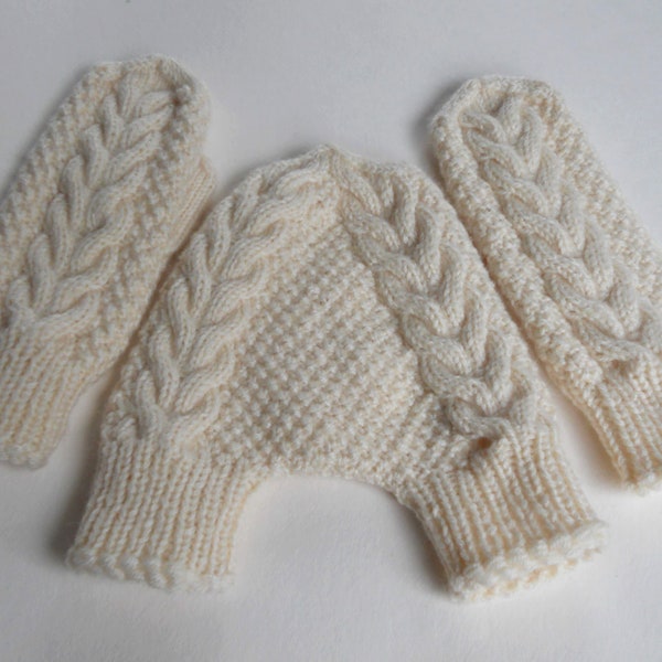 Mitaines de Saint-Valentin pour couple, gants de maintien câblés tricotés en laine blanche naturelle pour lui et elle, cadeau de mariage d'hiver pour les amoureux