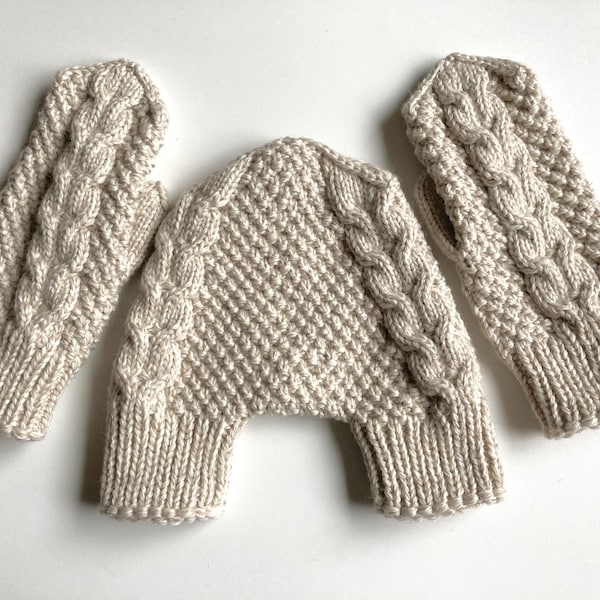 Hand knit Valentine's smitten mittens, cream melange color lovers gloves, gift for couples, hand holding mittens, gift for wife, for husband