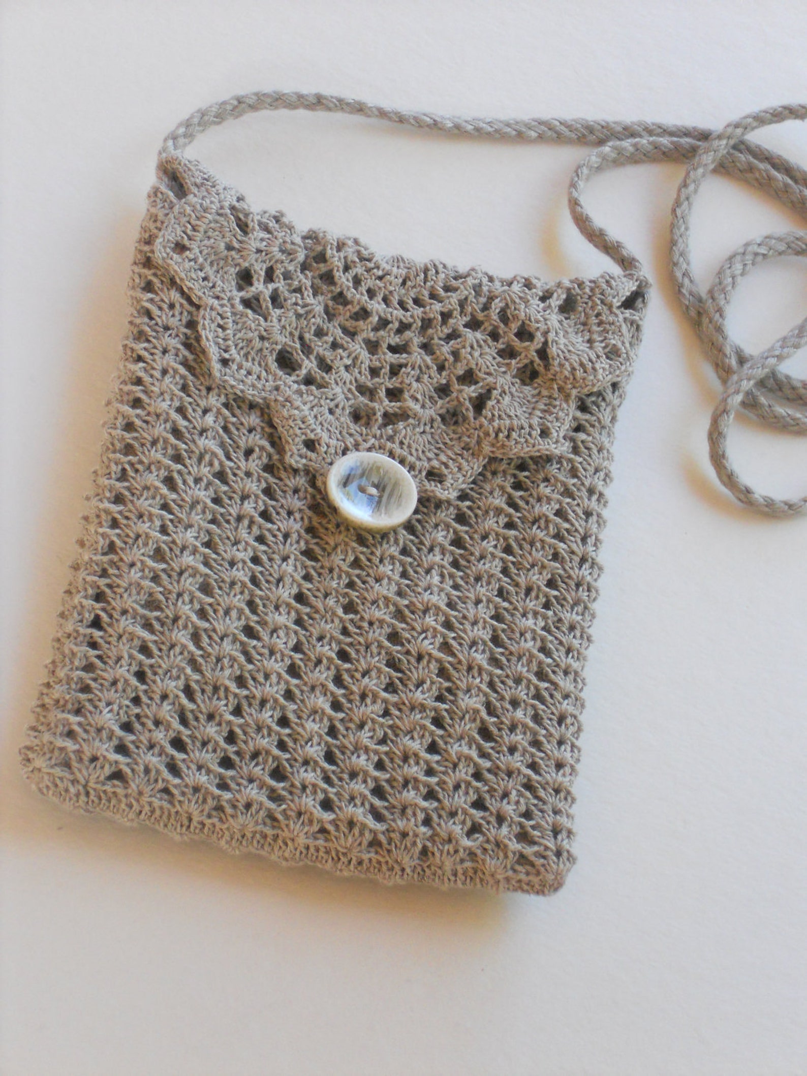 Crochet Wedding Purse White Lace Clutch With Long Strap Etsy