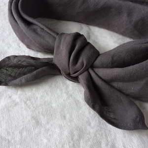 Gray linen bandana, solid men&#39;s neck scarf, face cover, square pure flax doo rag, casual outfit, Fathers day gift, women&#39;s kerchief