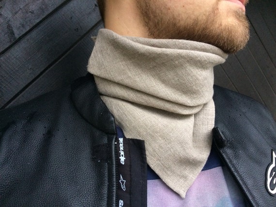 Natural Linen Men's Bandana: Women's Neck Warmer, Square Scout Scarf, Dog Bandanna