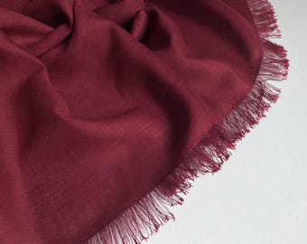 Dark red linen scarf, wine red unisex  shawl, Valentine's gift for wife