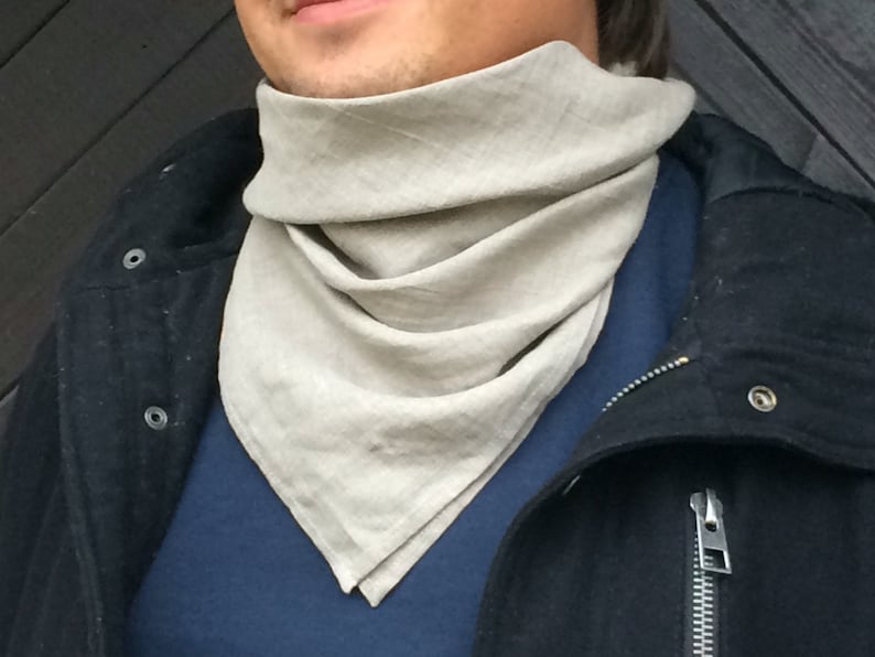 Embroidered Linen Bandana Personalized Mens Neck Warmer Etsy