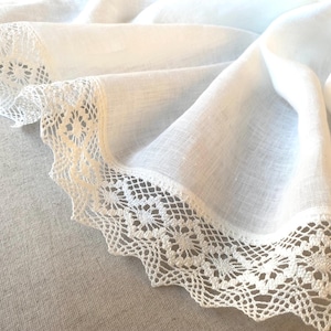 Scialle da sposa in lino: sciarpa bianco avorio con pizzo all'uncinetto, ampio coprispalle da sposa, velo da preghiera