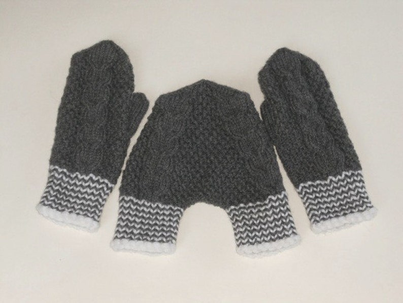 Gray Knit Smitten Mittens Grey Lovers Gloves Gift for Etsy