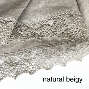 Linen Bridal Shawl: Ivory White Scarf with Crochet Lace, Large Wedding Wrap, Prayer Veil image 10