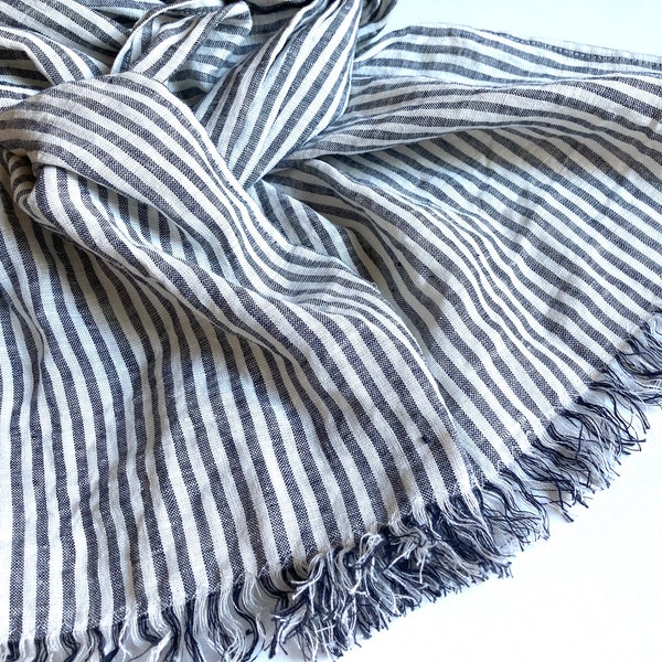 Black Striped Scarf Etsy