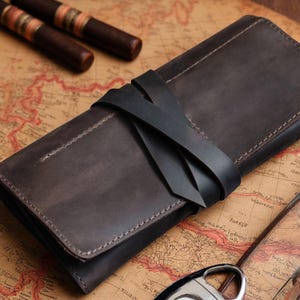 Estuche para puros hecho a mano, portapuros de cuero, envoltura para puros para hombre: regalo para padrinos de boda o regalo de Navidad.